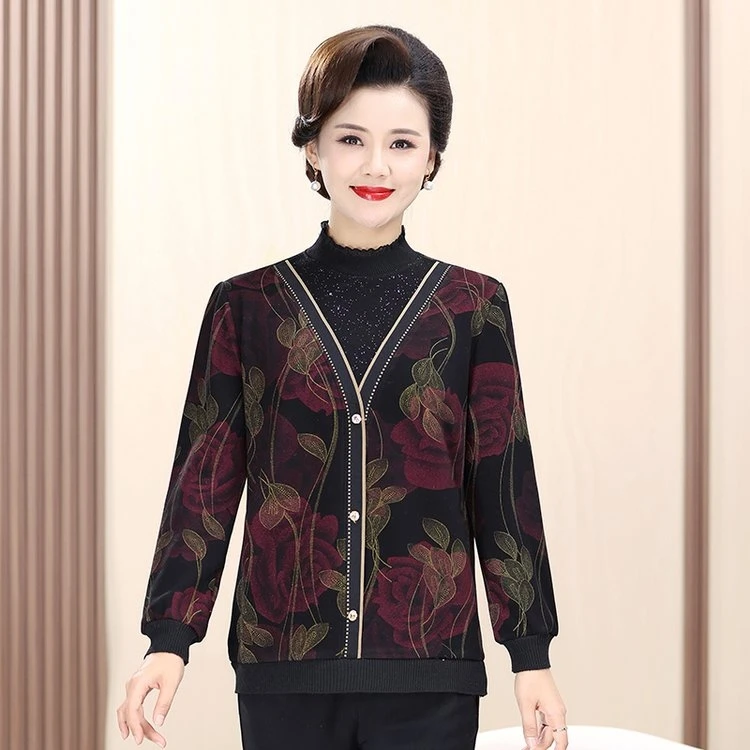 秋冬新款加肥加大加绒加厚宽松舒适洋气减龄的妈妈假开衫穿到240！