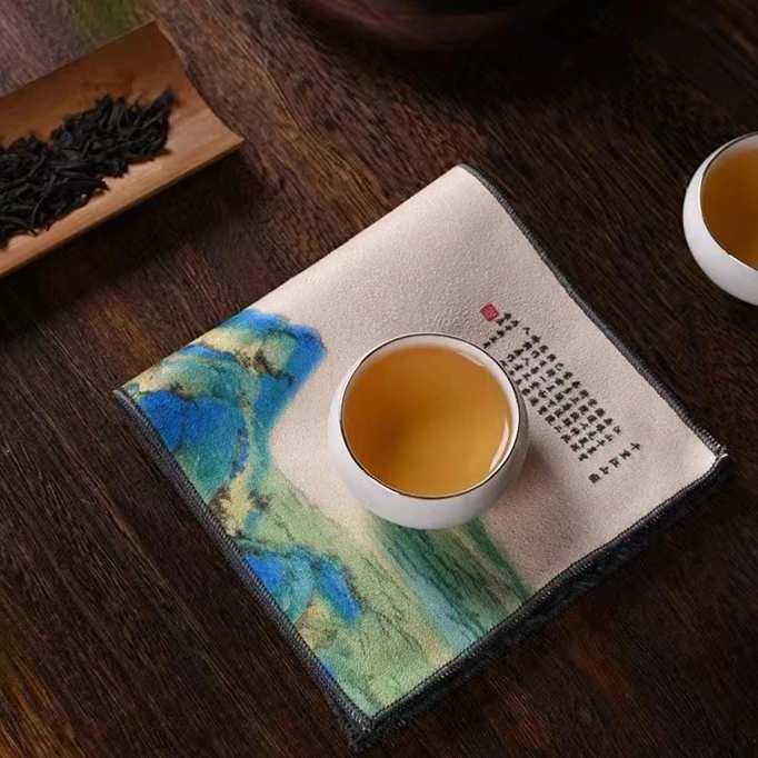 【第二件半价】中式复古茶巾布吸水禅意茶垫加厚茶道零配件30*16cm