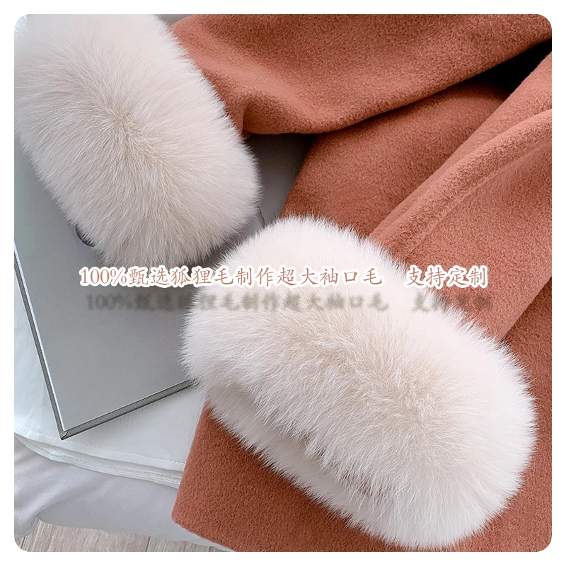 定做真毛狐狸毛皮草毛袖手圈袖口毛护手腕可拆卸定做尺寸联系客服