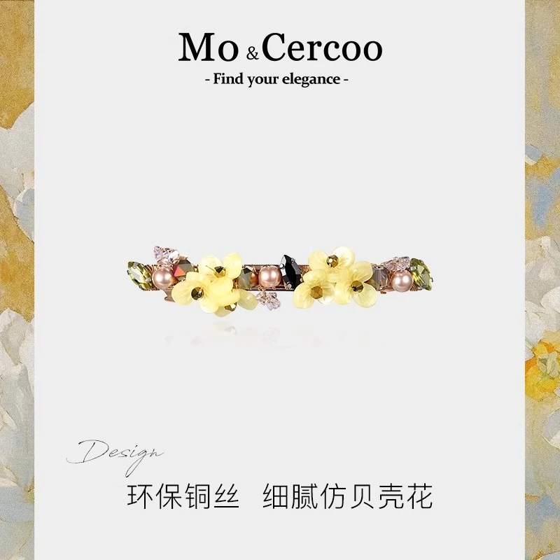 Mo&Cercoo玉兰映春系列高级定制手工铜丝横夹马尾夹盘发夹半发夹