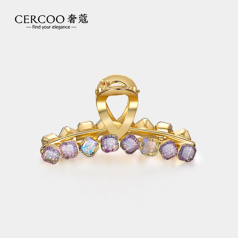 Cercoo/奢蔻晶石守护设计炫彩工艺水晶中小号抓夹后脑勺半发夹子