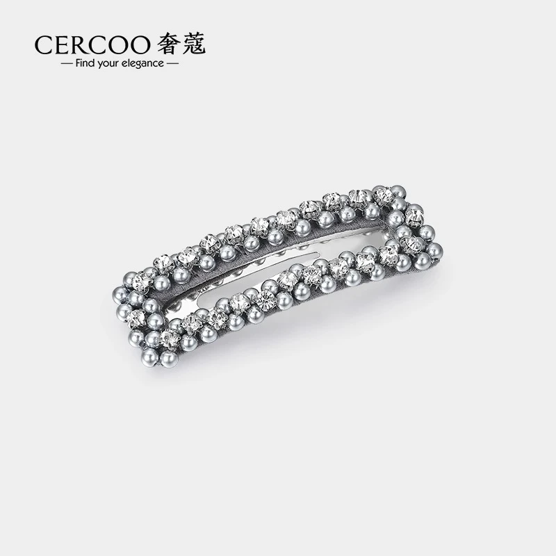 Cercoo/奢蔻珠光璀璨手工编织水晶拱桥型后脑勺马尾发夹横夹发饰