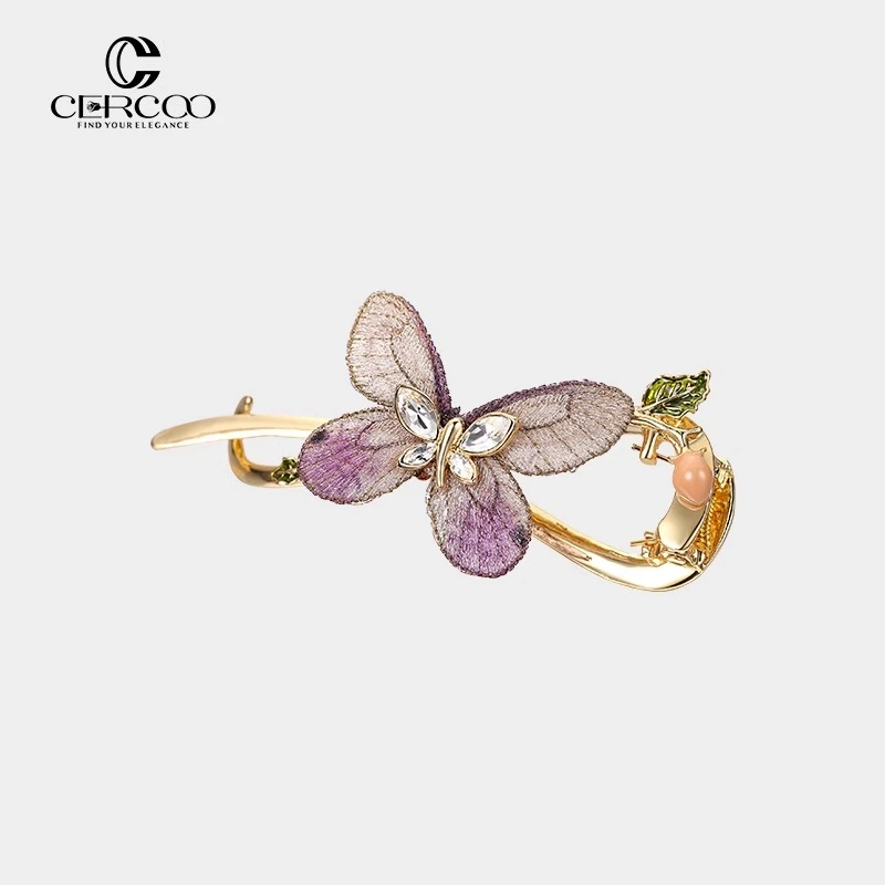 Cercoo/奢蔻异域蝴蝶卷手工刺绣扭扭八字半发夹盘发夹发饰夹子