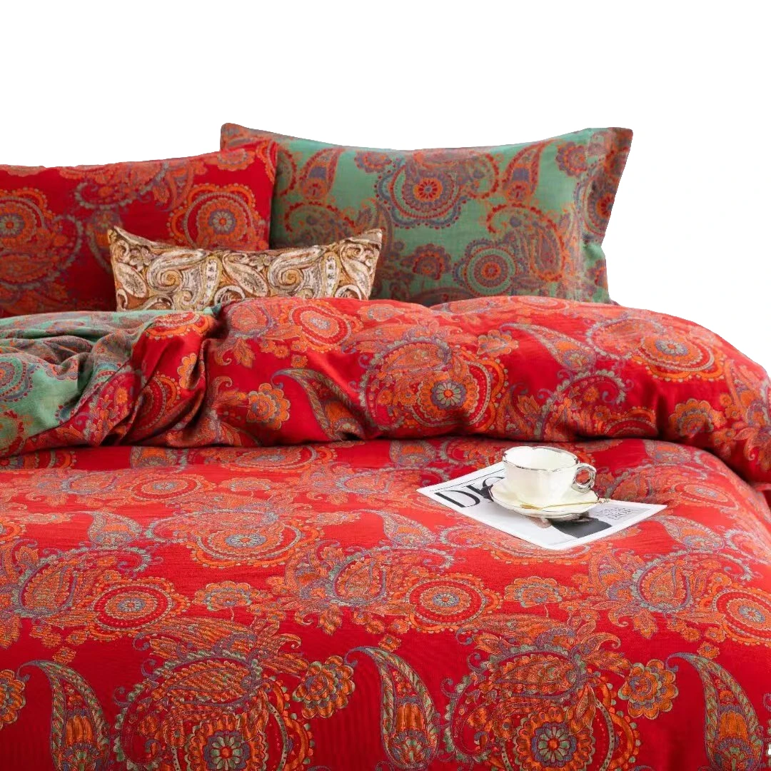 锦绣床单    色织工艺提花纯棉双层纱加大床单婚庆中式床单