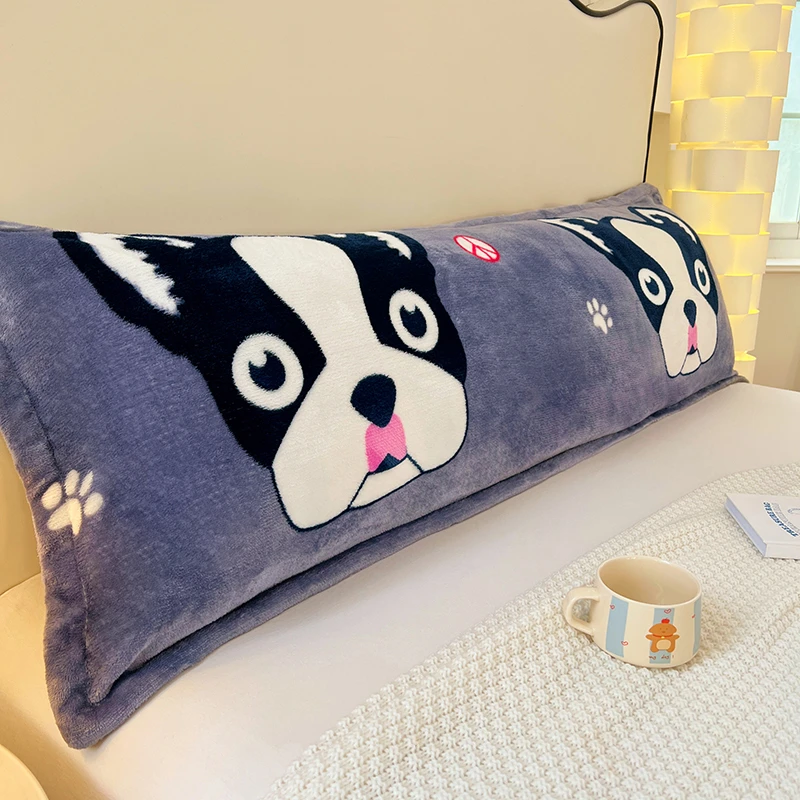 法莱绒枕套情侣枕珊瑚绒加长大枕芯长款冬季卡通1.5m床双人枕头