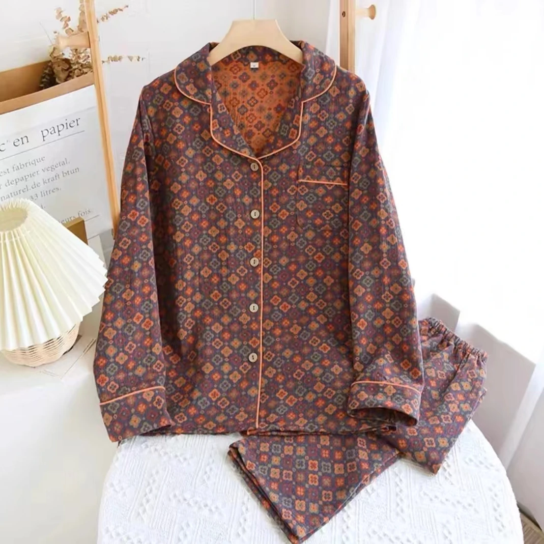 民族风双层纱长袖家居服/睡衣套装