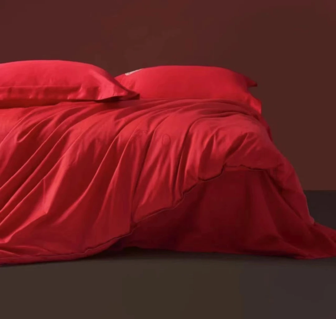 【ANNA】220*240cm长绒棉贡缎红色四件套甜蜜良缘