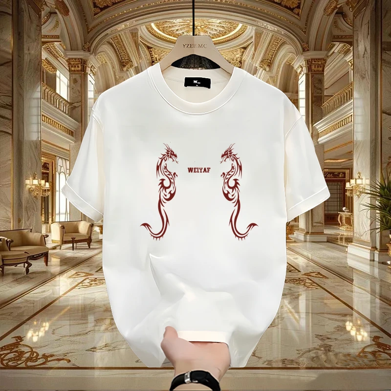 美式痞帅重磅棉短袖T恤青年男女款夏季ins潮牌街头宽松圆领上衣