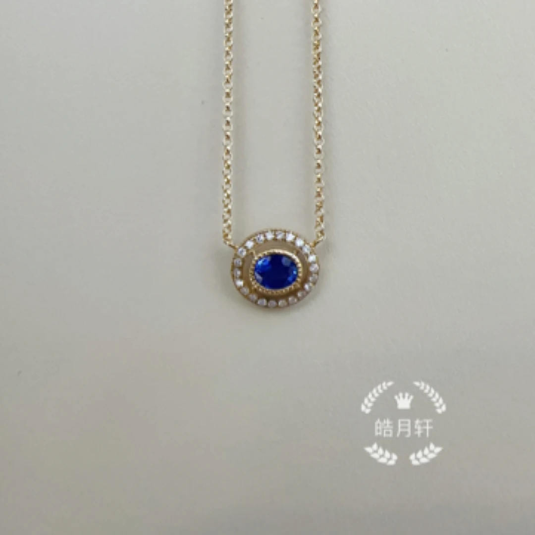蓝宝石锁骨链 复古精致 18k金 主石45分 钻石8.8分