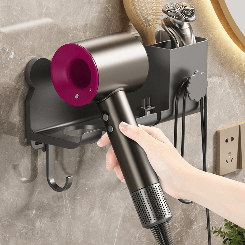 吹风机置物架免打孔卫生间风筒收纳支架浴室墙上壁挂式吹风机挂架