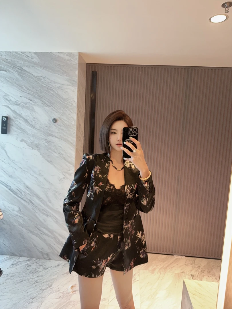 SNLNIE-DOUWU【竹林花海短裤】满身树叶图案短裤DK11926