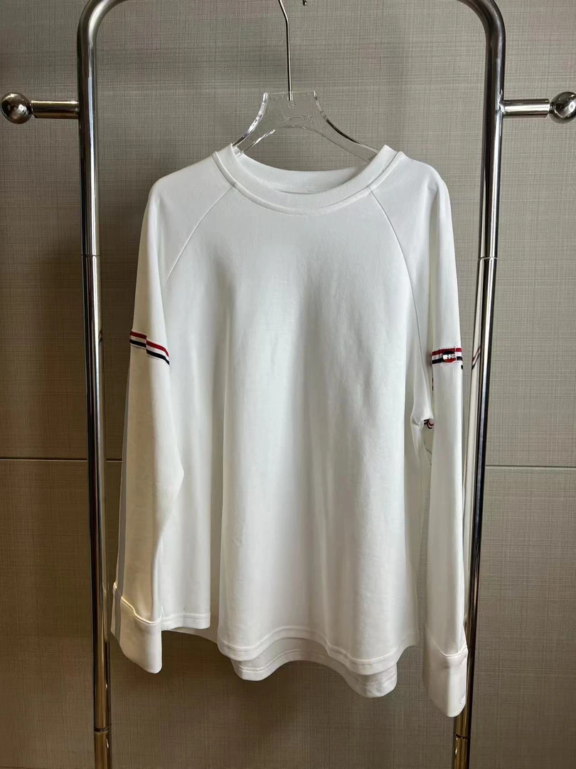 DOUWU【T家少女】白色袖红标圆领长袖上衣SY12796