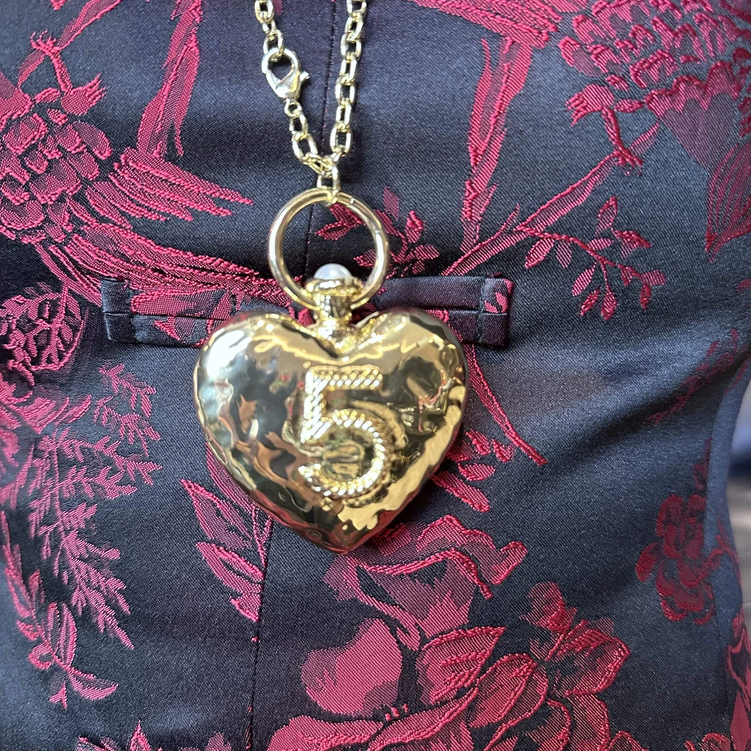 合金项链 DOUWU金色5号爱心项链