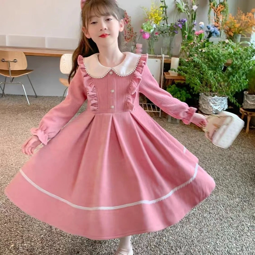 巴拉拉吧女童秋冬连衣裙2023新款洋气儿童女孩长袖保暖冬款公主裙