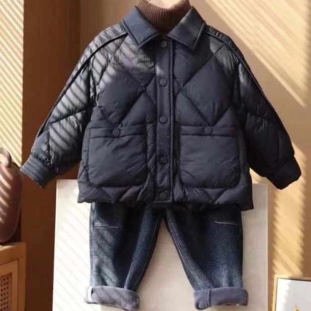 巴拉拉吧2023儿童轻薄羽绒服休闲保暖内胆网红男孩炸街轻薄款洋气