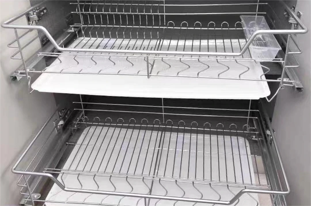 【工厂直销】拉篮碗篮 不锈钢材质大容量沥水篮双层抽屉式家用储物