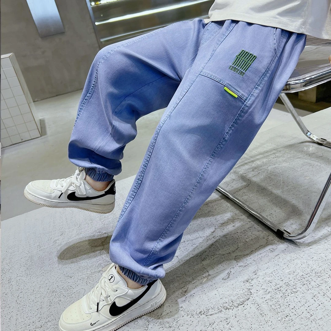 【天丝蓝牛仔裤】夏季新款儿童天丝软牛仔透气防蚊裤中大童防晒长裤