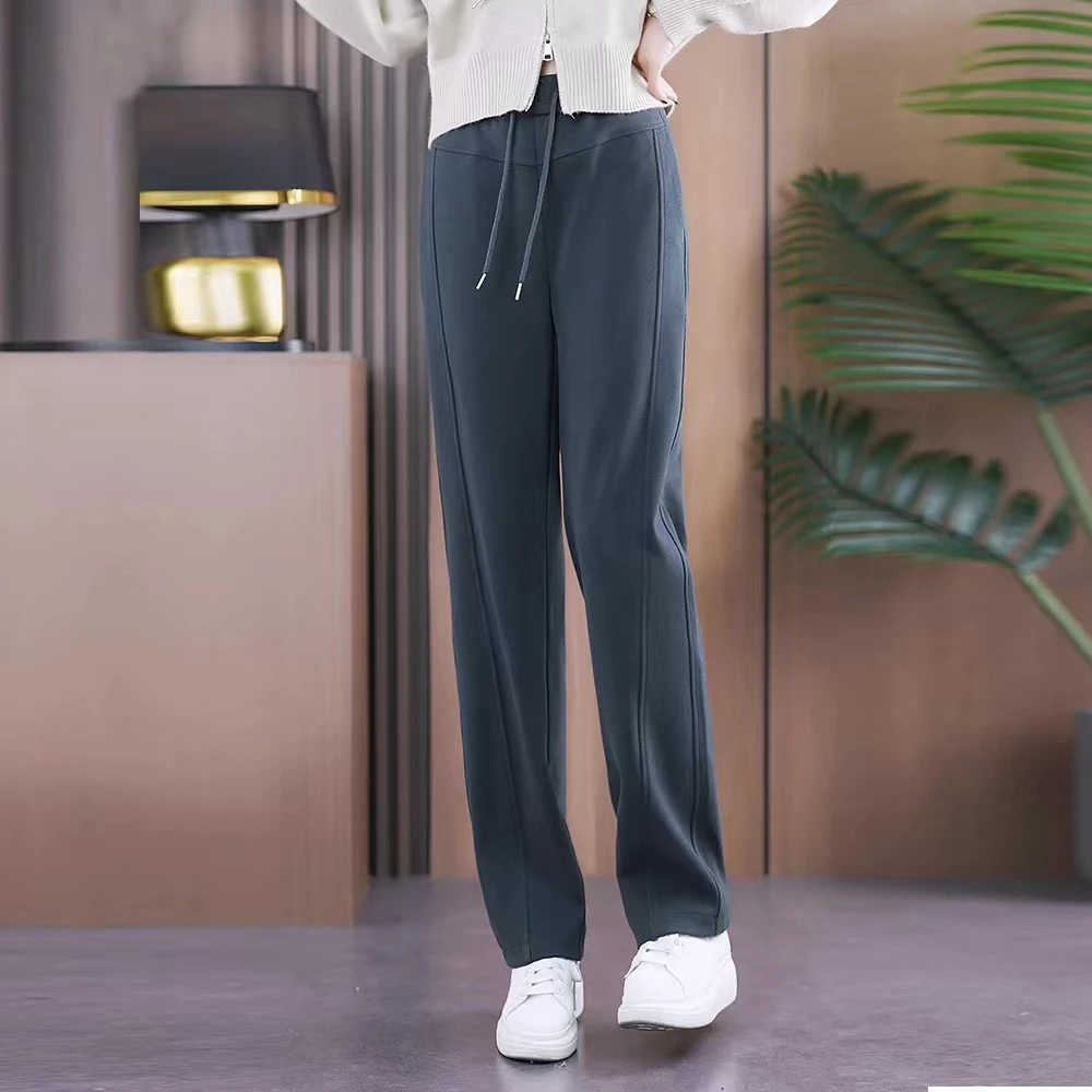 9109【长96】弹力高腰冬季显瘦垂感百搭大码窄版弯刀裤时尚商务