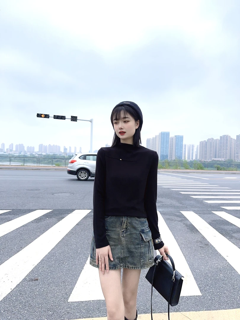 D538#磨毛羊绒百搭绒长袖T恤女秋冬季打底衫内搭外穿时尚长袖上衣