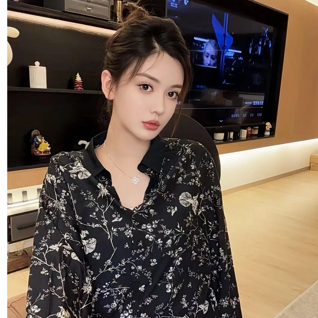 【藤蔓碎枝衬衫】CSAL45262长袖网红时尚打底气质薄款藤蔓碎枝衬衫