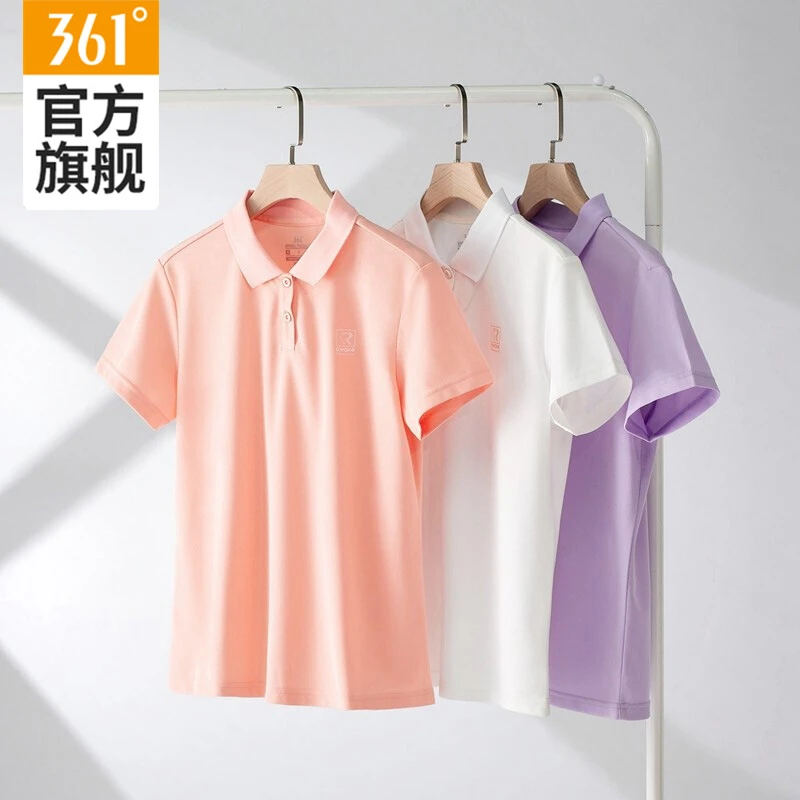 361°运动t恤女2023夏季新款时尚休闲polo衫女子健身翻领透气短袖