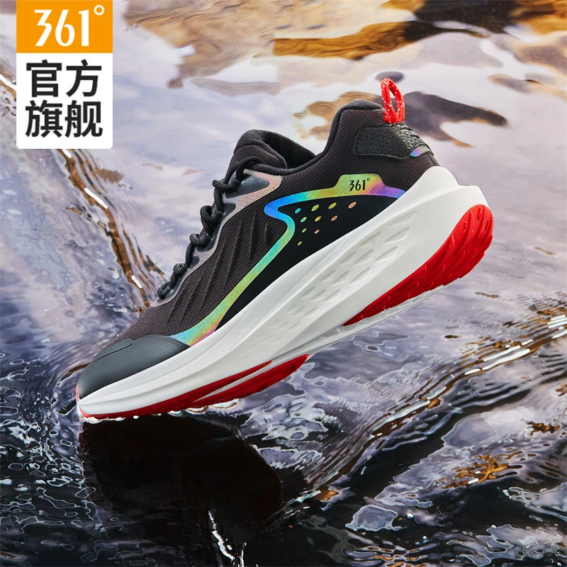 361°飞鱼雨屏男鞋运动鞋2024秋冬新款防泼水轻便软底缓震舒适跑鞋