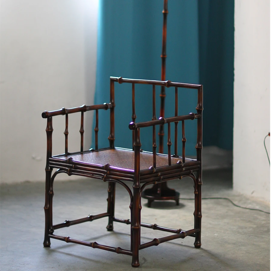 天然邛竹手工制作直角玫瑰椅中式古典家具茶室空间主人椅客人椅
