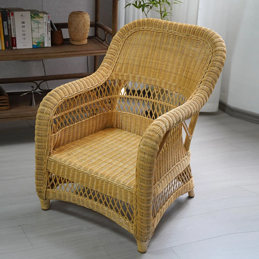真藤编织沙发椅子户外庭院客厅阳台休闲懒人逍遥椅单人老人复古椅