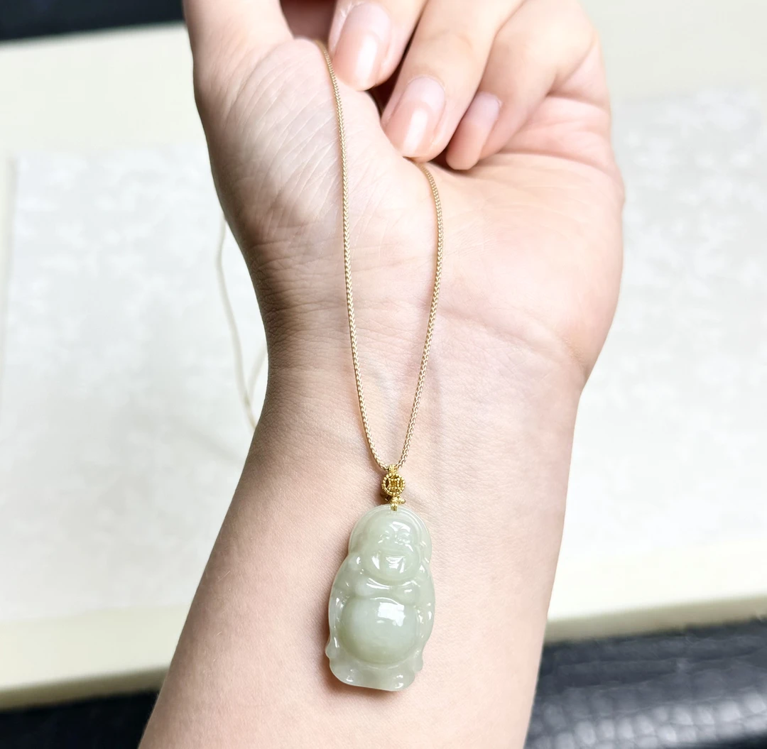 【小胖总珠宝】新疆和田玉且末料佛公吊坠