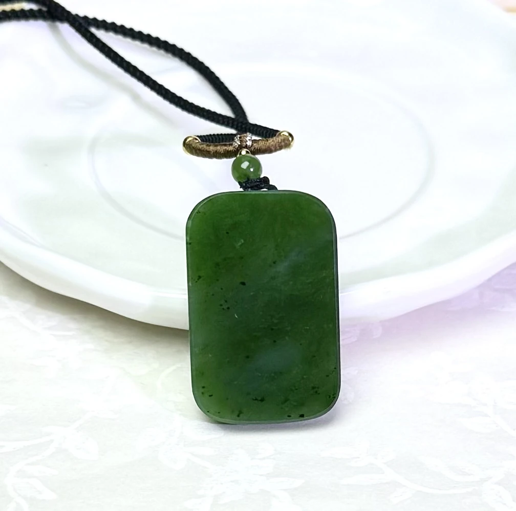 【小胖总珠宝】和田玉碧玉无事牌吊坠