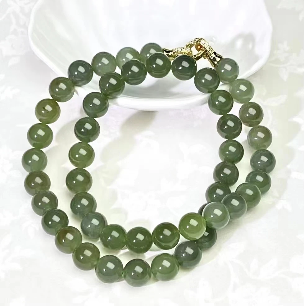 和田玉若羌黄口10mm项链