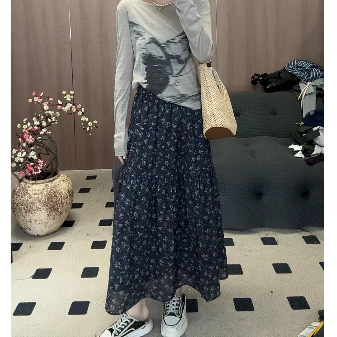 【LIbaibai】早春新款高腰棉麻半身裙BB-0972