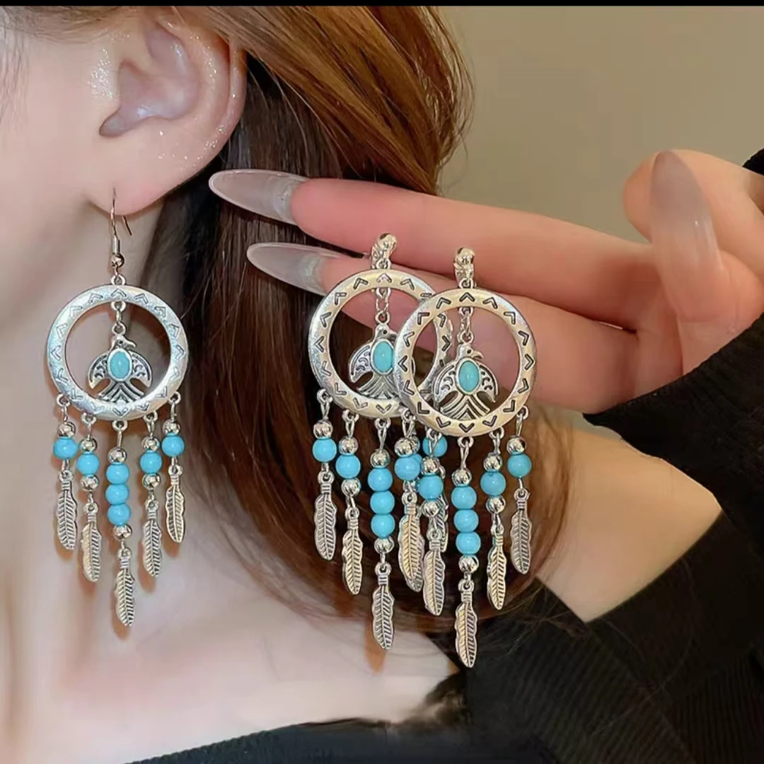 合金耳饰 民族风气质流苏耳环复古耳坠2024新款耳饰女高级感耳坠