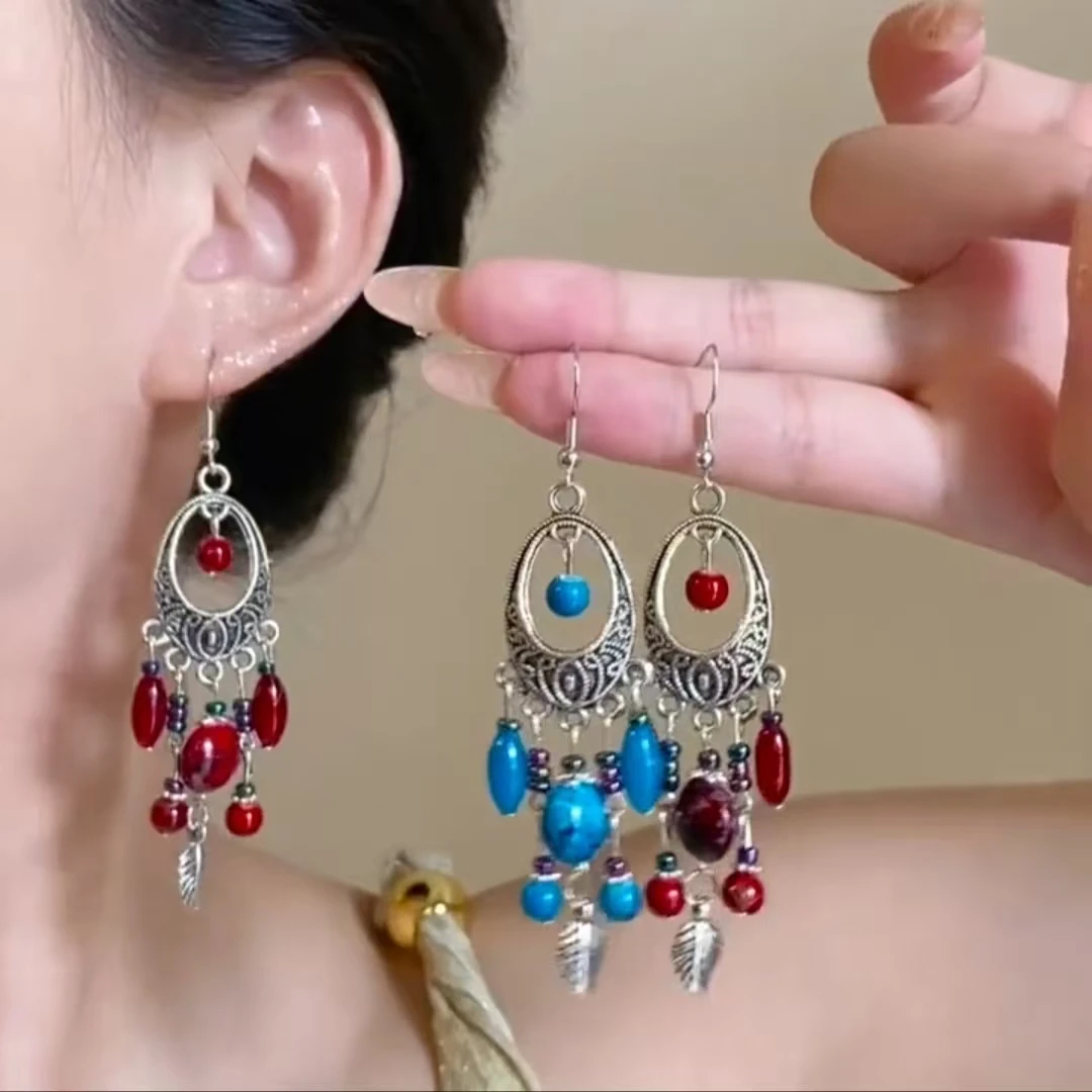 合金耳饰 波西米亚复古民族风欧美古银耳环女神饰品显脸瘦耳饰