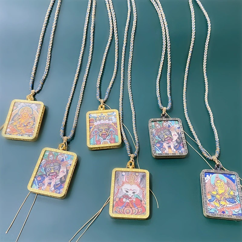 合金项链 国潮绳子项链手工编织西藏唐卡挂链绳扎基拉姆狐仙吊坠