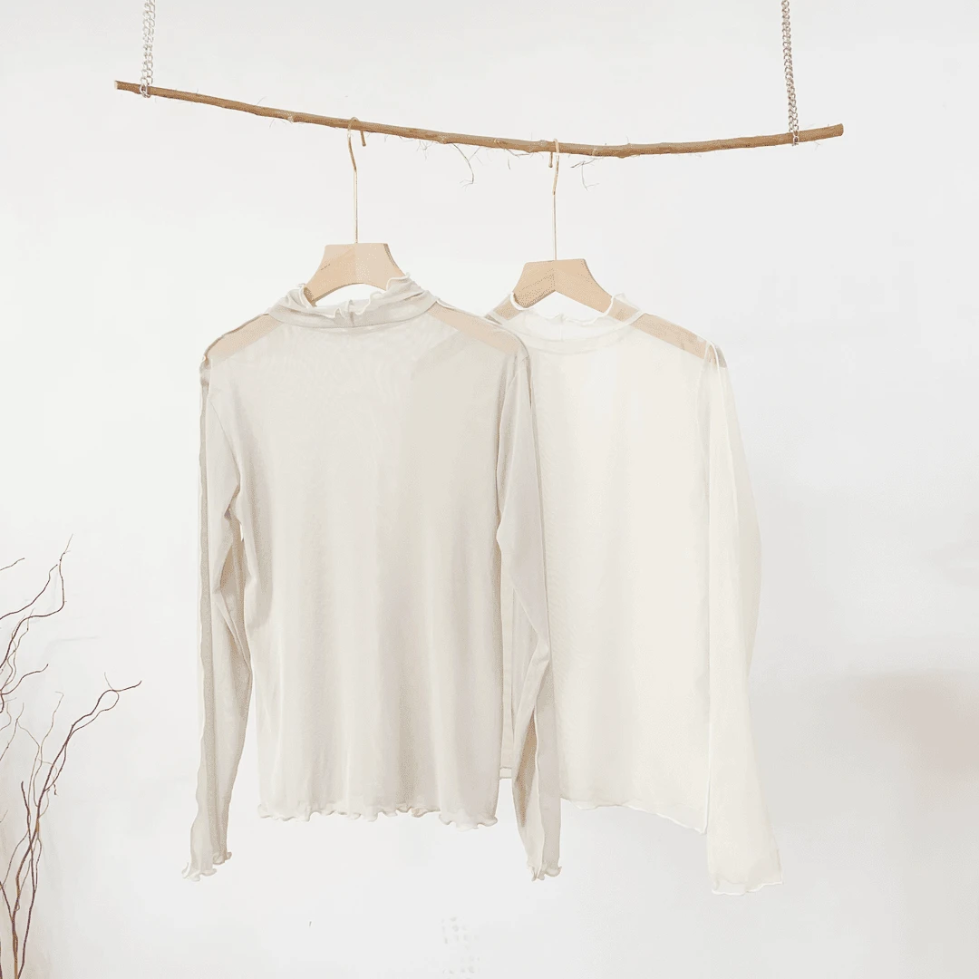 A123 女款立领基础款打底纱纱T恤