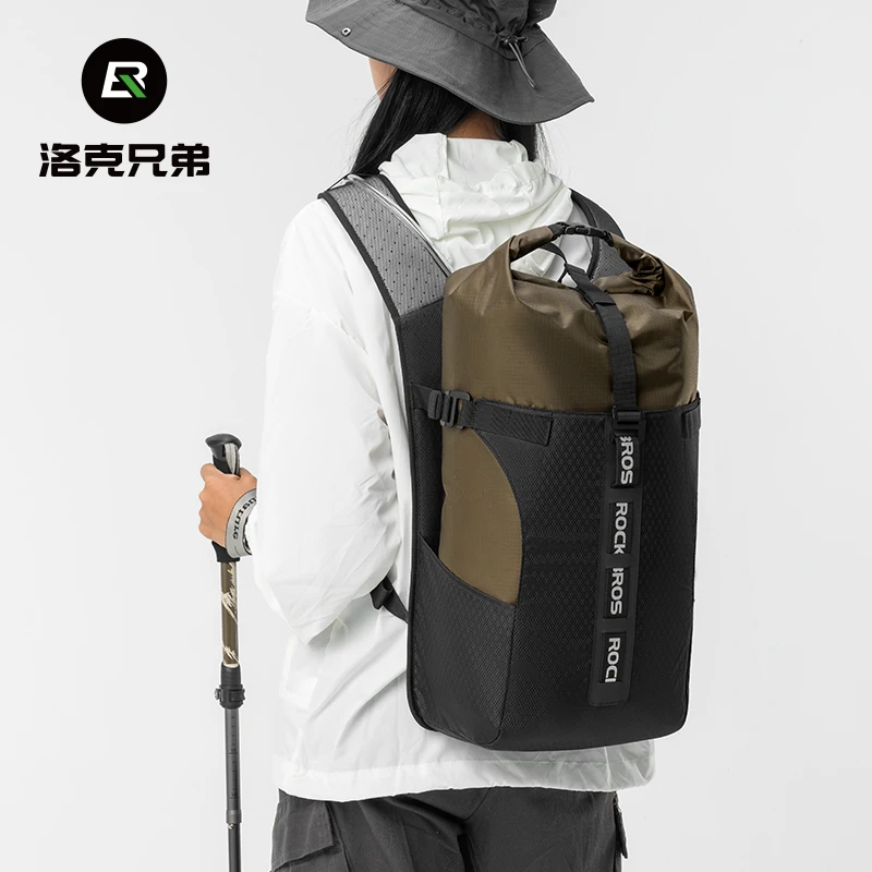 洛克兄弟骑行背包双肩包分体式防水公路车包户外男徒步旅行运动包