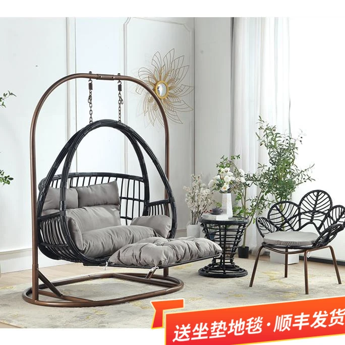 双人吊椅吊篮藤椅摇篮椅阳台睡床室内秋千家用摇椅鸟巢吊兰吊椅子