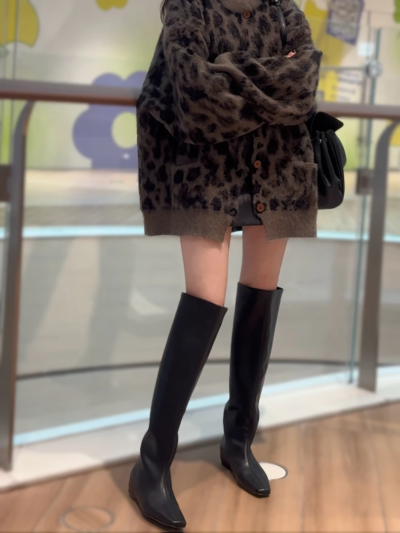 [Sweet-7] 秋冬安可拉红过膝长靴女方头显瘦显腿直靴子直筒骑士靴