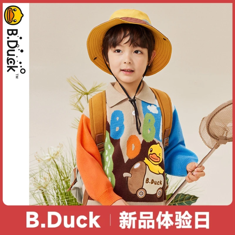 【23秋新】B.Duck小黄鸭儿童套头针织衫秋季男女童毛衣BF3412050