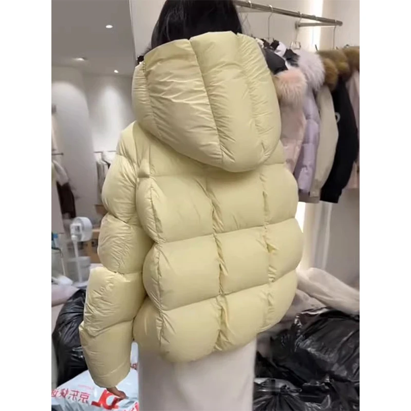 奶黄色花苞连帽短款加厚棉服外套女冬季小个子韩风外穿面包服上衣