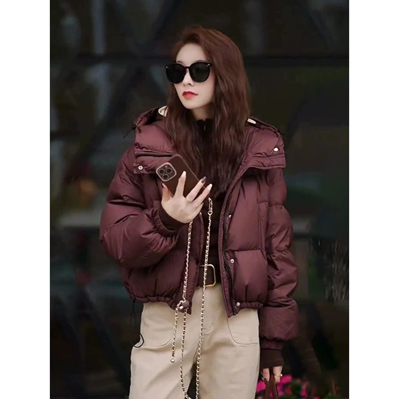 冬季高级感韩版短款棉服女2024年新款时尚连帽棉衣外套气质面包服