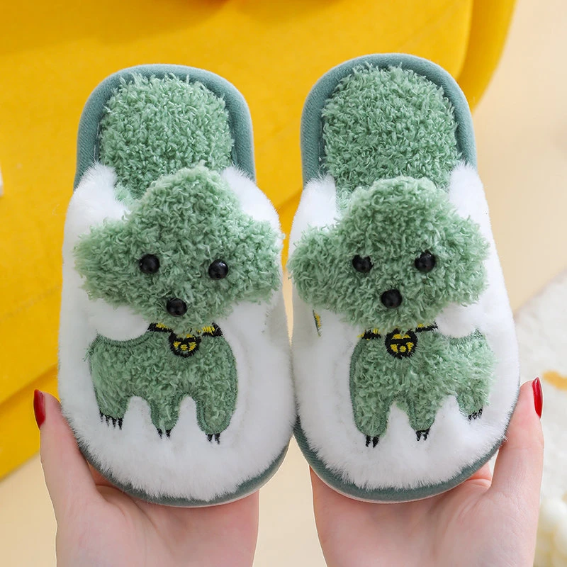 丝盾儿童棉拖鞋女保暖加绒加厚软底毛毛亲子家居防滑地板拖卡通