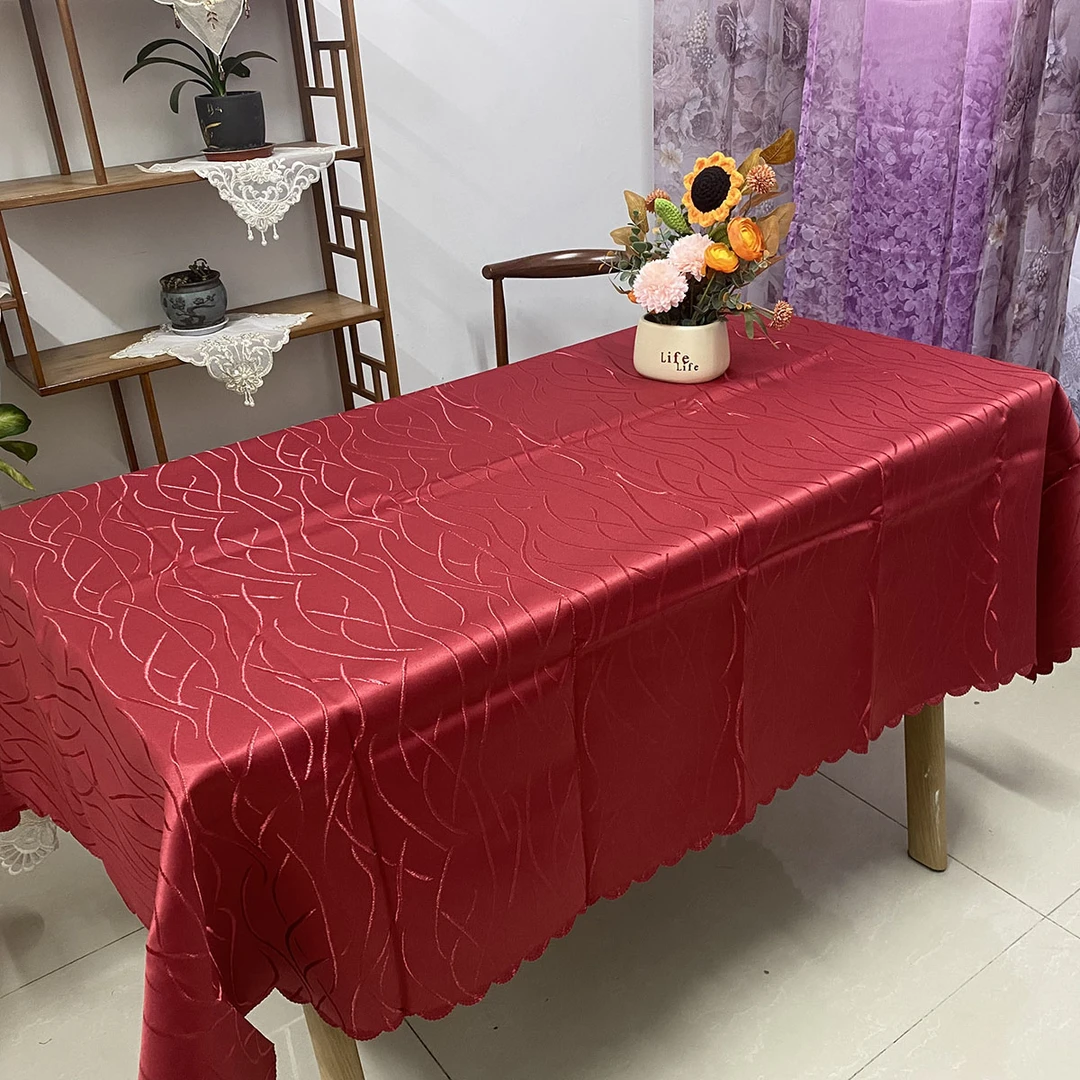 婚庆酒店欧式提花贡缎桌布餐厅桌布茶几布长方形桌布大红