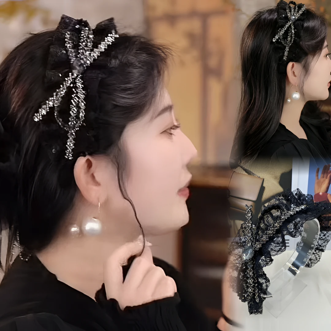 鱼鳞钻钻宽边透纱时尚优雅发箍简约轻奢头箍时尚韩版编织发饰带齿