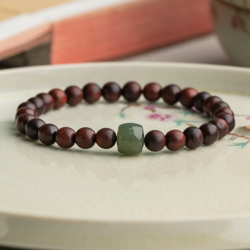 印度小叶紫檀6mm和田玉单圈手串XYXYZT0695WMAB