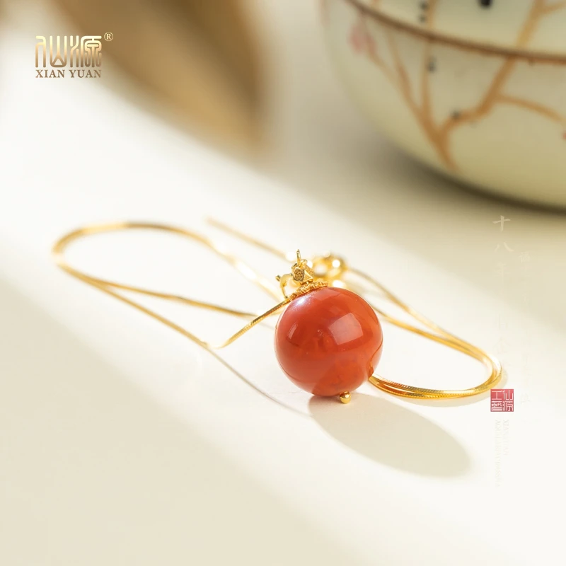 南红14mm圆珠锁骨链项链XYLV1856MDACZ