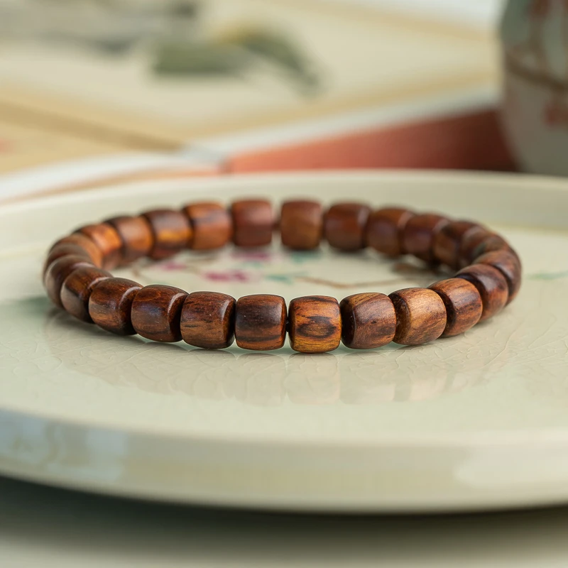 海南黄花梨8*10mm直切单圈滚珠文玩手串