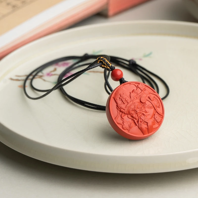 天然辰砂朱砂扎基前世今生黑皮绳脖挂项链