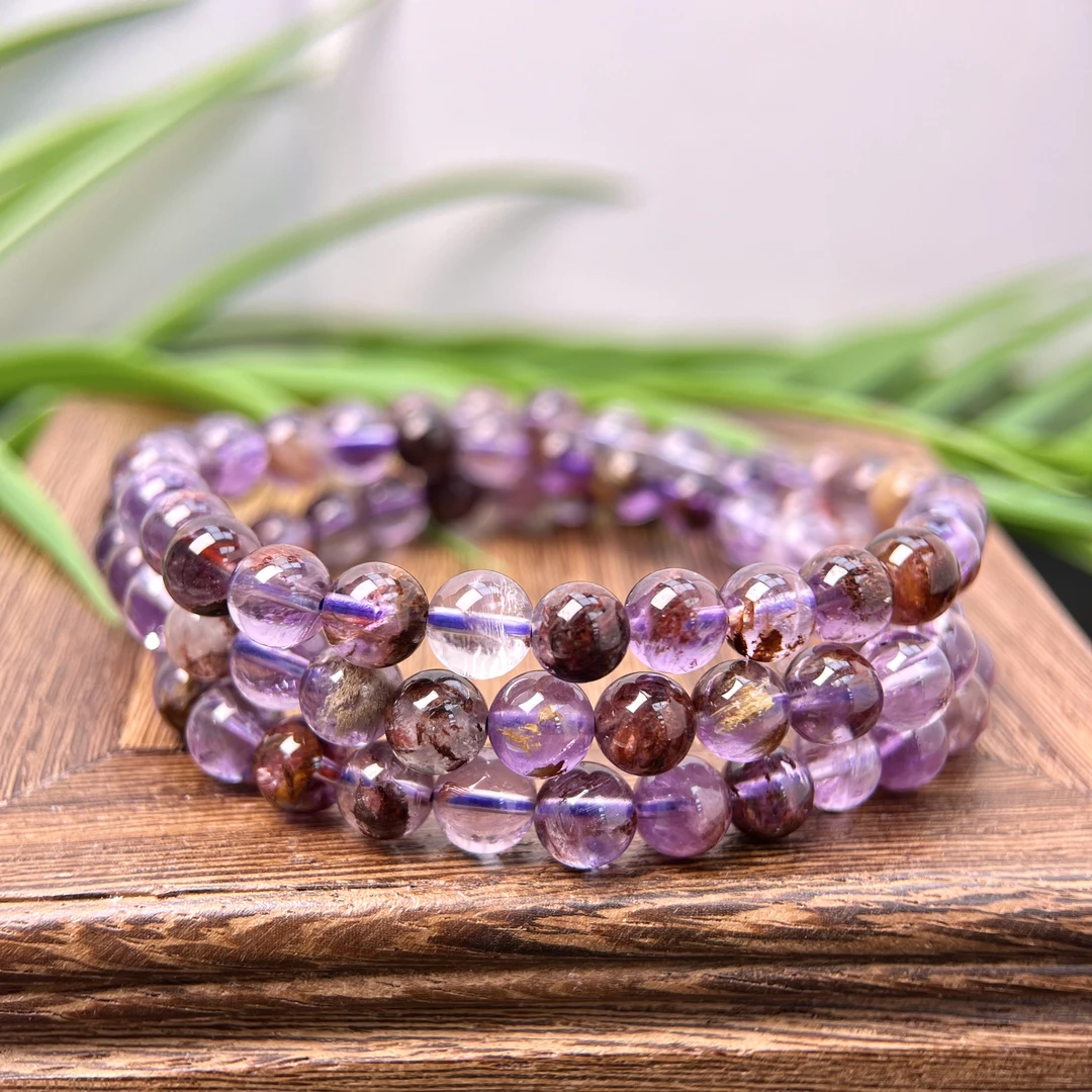 高品九紫离火天然异象水晶 紫幽灵三圈6m+